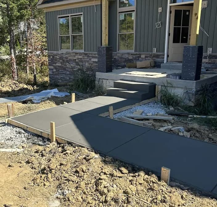 Stamped patio with fire pit area